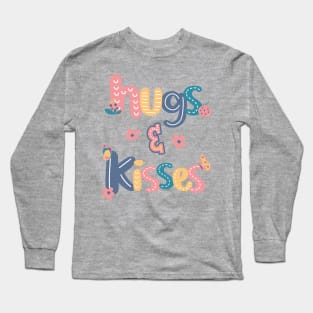 Hugs and Kisses with ladybugs and butterflies Long Sleeve T-Shirt